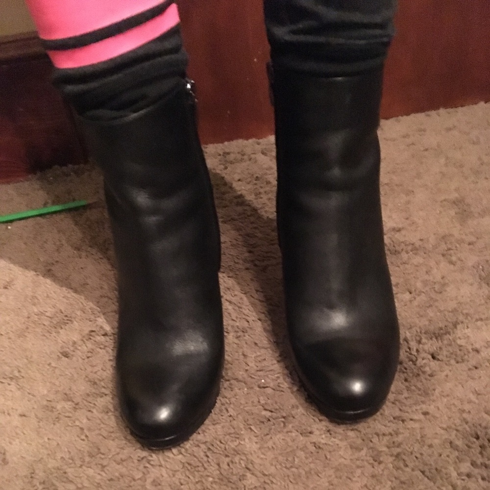 Leather ankle boots heels